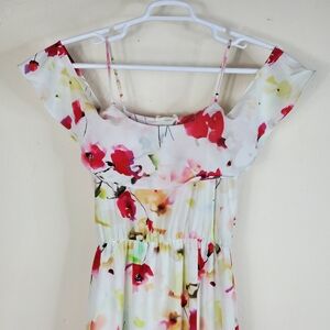 Everly White Floral Sleeveless Maxi Dress Spaghetti Strap Summer Cocktail Small
